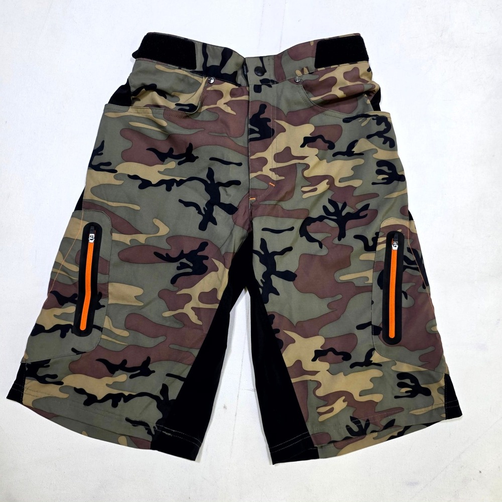Zoic Mountain Bike Shorts Mens Small Green Camo Cargo MTB Trail Cycling Riding